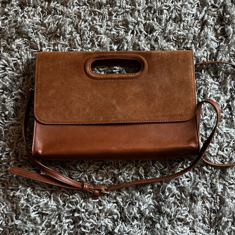 White House Black Market Brown Crossbody Bag with Suede Accents - Picture 1 of 8
